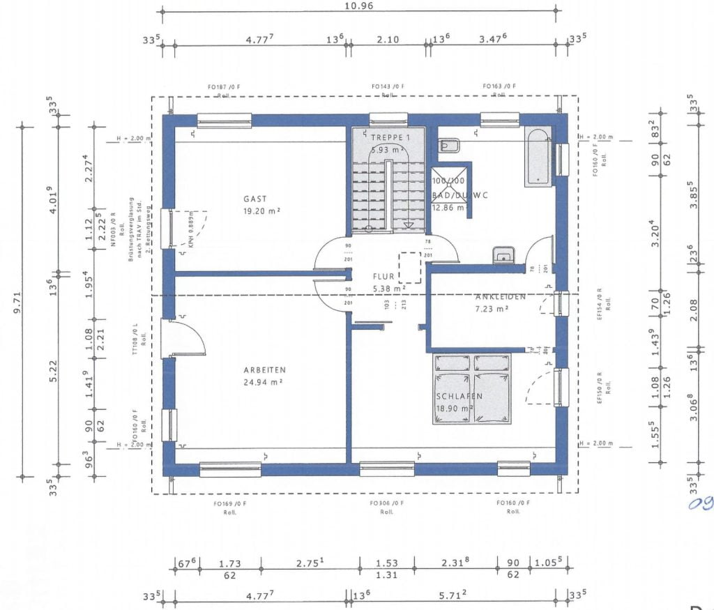 Der Grundriss von meinem Bien-Zenker Haus. Dachgeschoss des Neubaus.