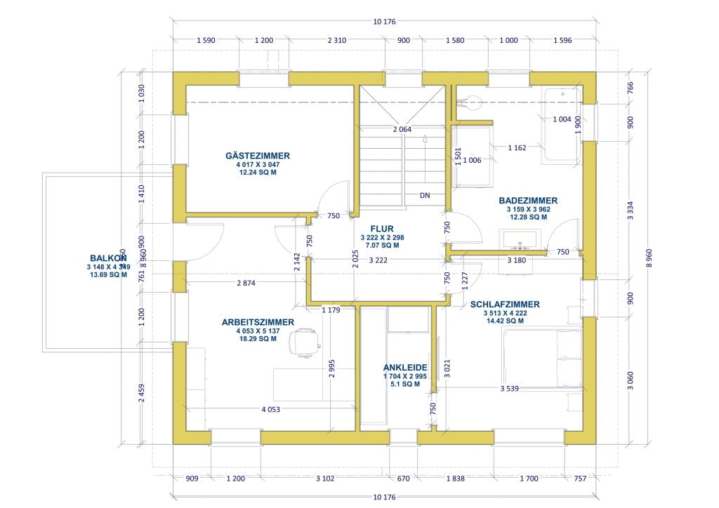 Mein individueller Grundriss für den Neubau mit Bien-Zenker. Hier das Dachgeschoss des kleinen Plans.