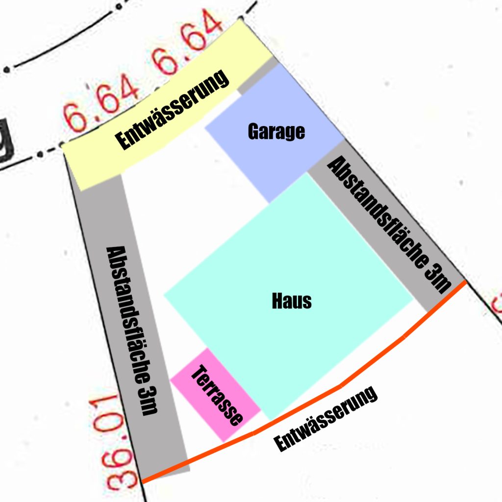 Mein geplantes Bien-Zenker Haus auf dem Grundstück Lageplan. Wenig Platz durch Abstandsflächen und Grenzbebauung.